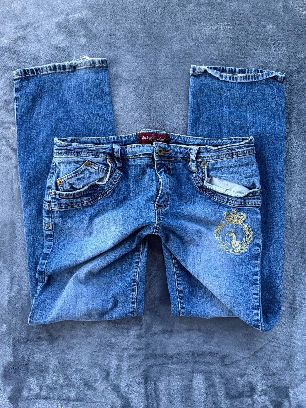 Baby Phat Y2K Women's Blue Denim Embroidered Logo Jeans